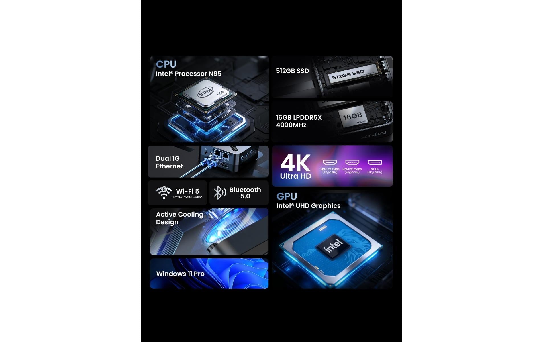 Minix NEO Z95 Micro – 16 GB RAM, 512 GB SSD, Windows 11 Pro
