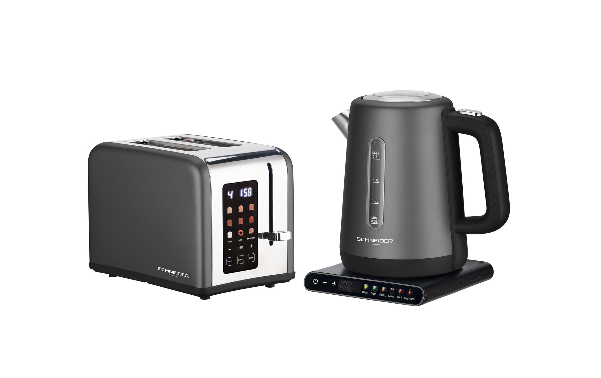 Schneider AG Schneider Wasserkocher – 1,7 l, Edelstahl, 2200 W, Grau