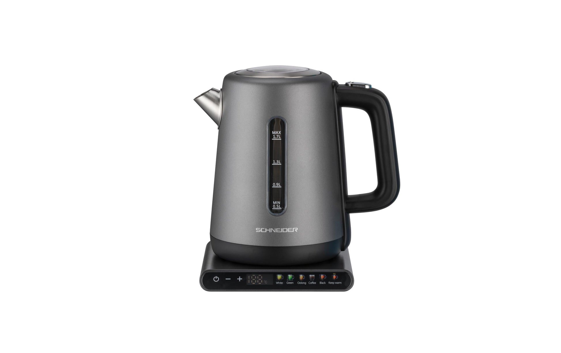 Schneider AG Schneider Wasserkocher – 1,7 l, Edelstahl, 2200 W, Grau