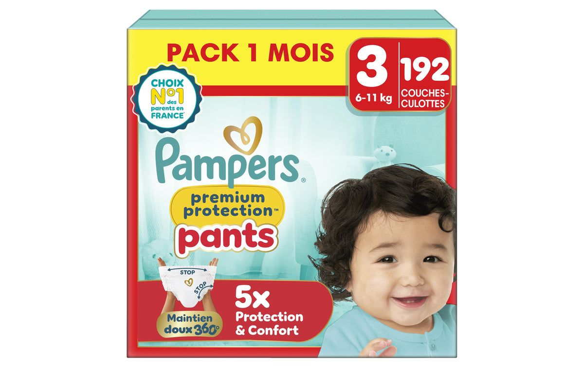 Pampers Windelhose Premium Protection – Gr. 3 (6–11 kg) – 192 Stk – Monatsbox – weiss