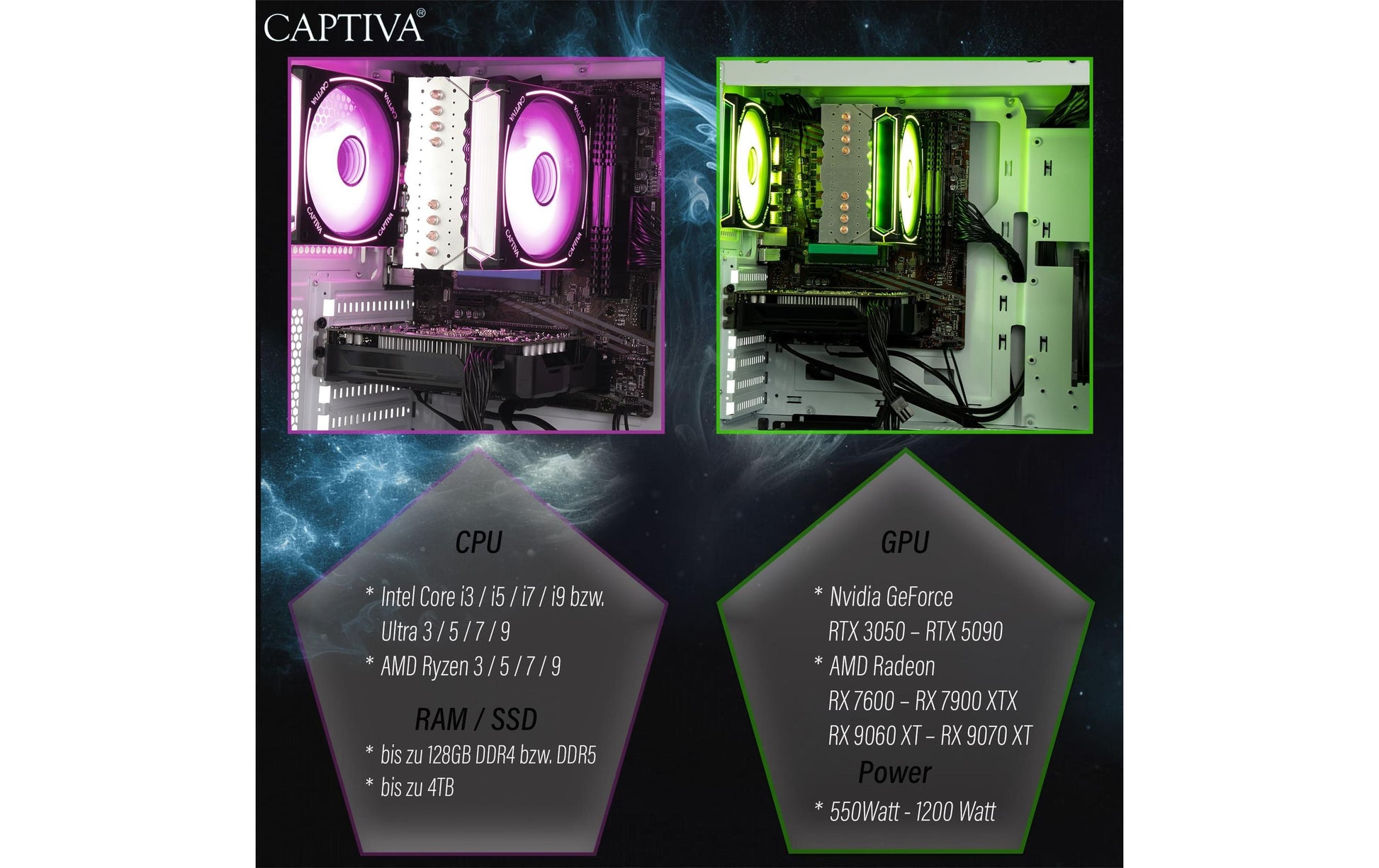 Captiva Tower – AMD Ryzen 5 5500, 16 GB RAM, 1 TB SSD, NVIDIA GeForce RTX 5050 8 GB, Windows 11 Home