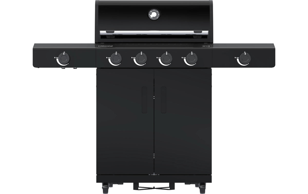 OUTDOORCHEF Gasgrill HEAT C-435 – 4 Brenner, 3264 cm² Grillfläche, 20,4 kW – Schwarz/Edelstahl