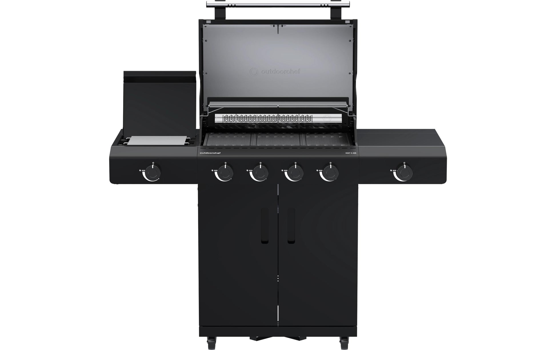 OUTDOORCHEF Gasgrill HEAT C-435 – 4 Brenner, 3264 cm² Grillfläche, 20,4 kW – Schwarz/Edelstahl