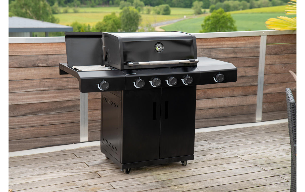OUTDOORCHEF Gasgrill HEAT C-435 – 4 Brenner, 3264 cm² Grillfläche, 20,4 kW – Schwarz/Edelstahl