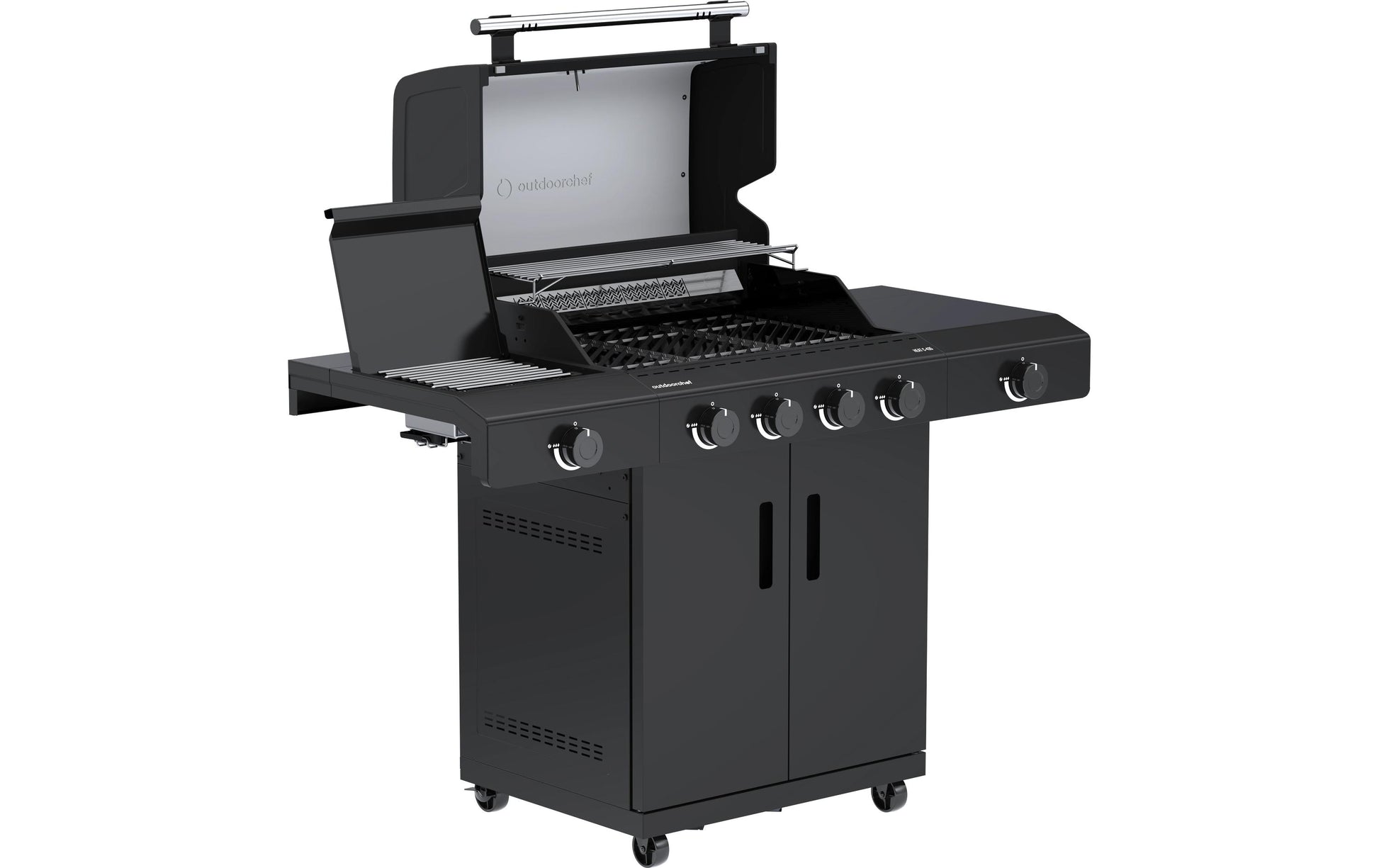 OUTDOORCHEF Gasgrill HEAT C-435 – 4 Brenner, 3264 cm² Grillfläche, 20,4 kW – Schwarz/Edelstahl