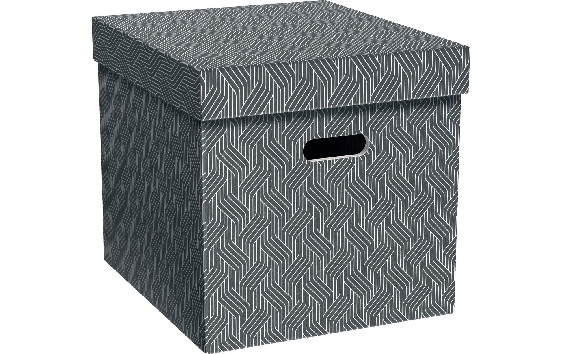VON Cube Aufbewahrungsbox 29 l (mit Deckel) – Karton – Grau – 320 × 315 × 365 mm – 3 Stück