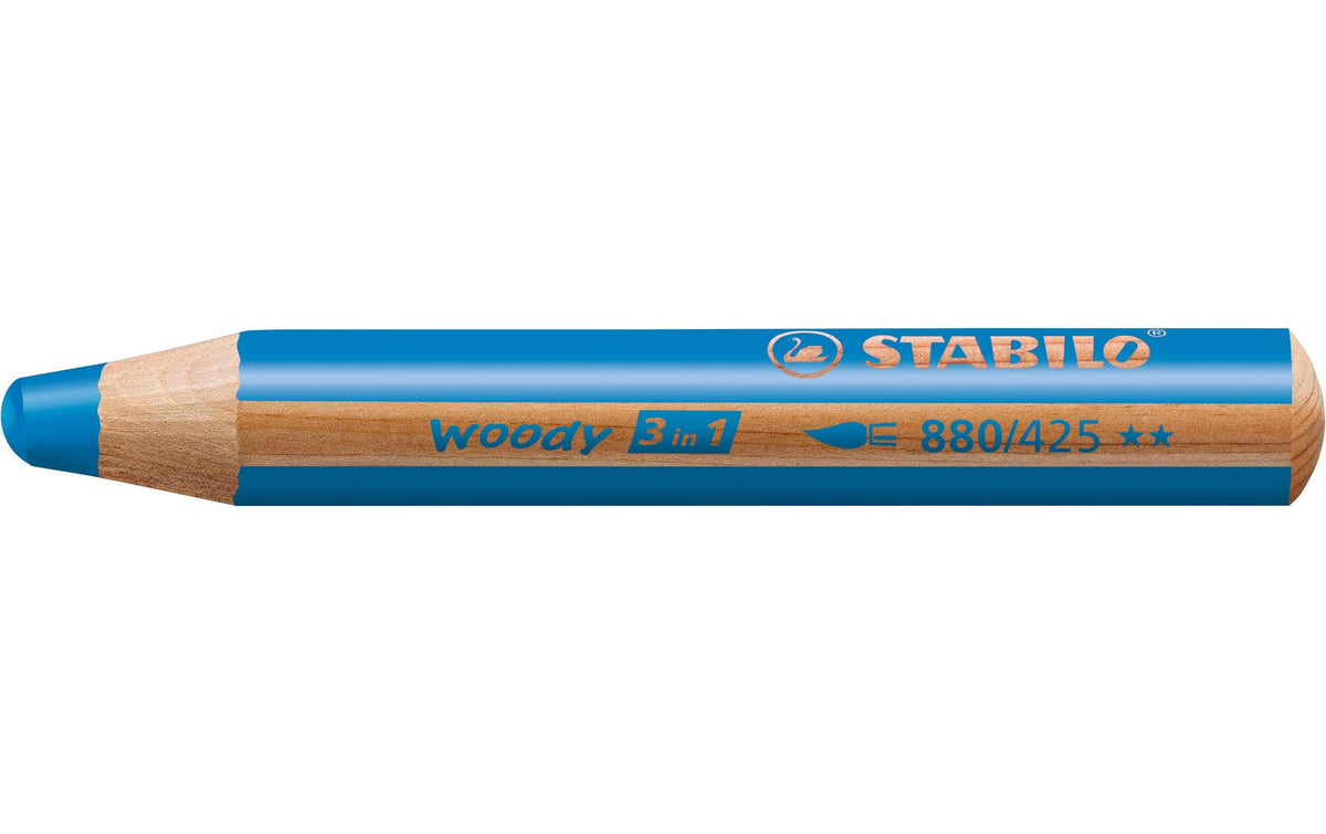 STABILO Buntstifte woody 3 in 1 Tiger – 3-in-1, Minen-Ø 10 mm, 6 Farben, im Kartonetui, mit Spitzer