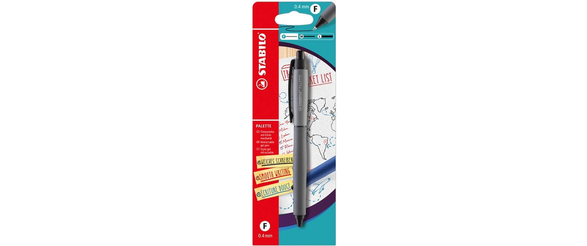 STABILO PALETTE Gelschreiber, Druckmechanik – Schwarz, Spitze 0,4 mm, nachfüllbar