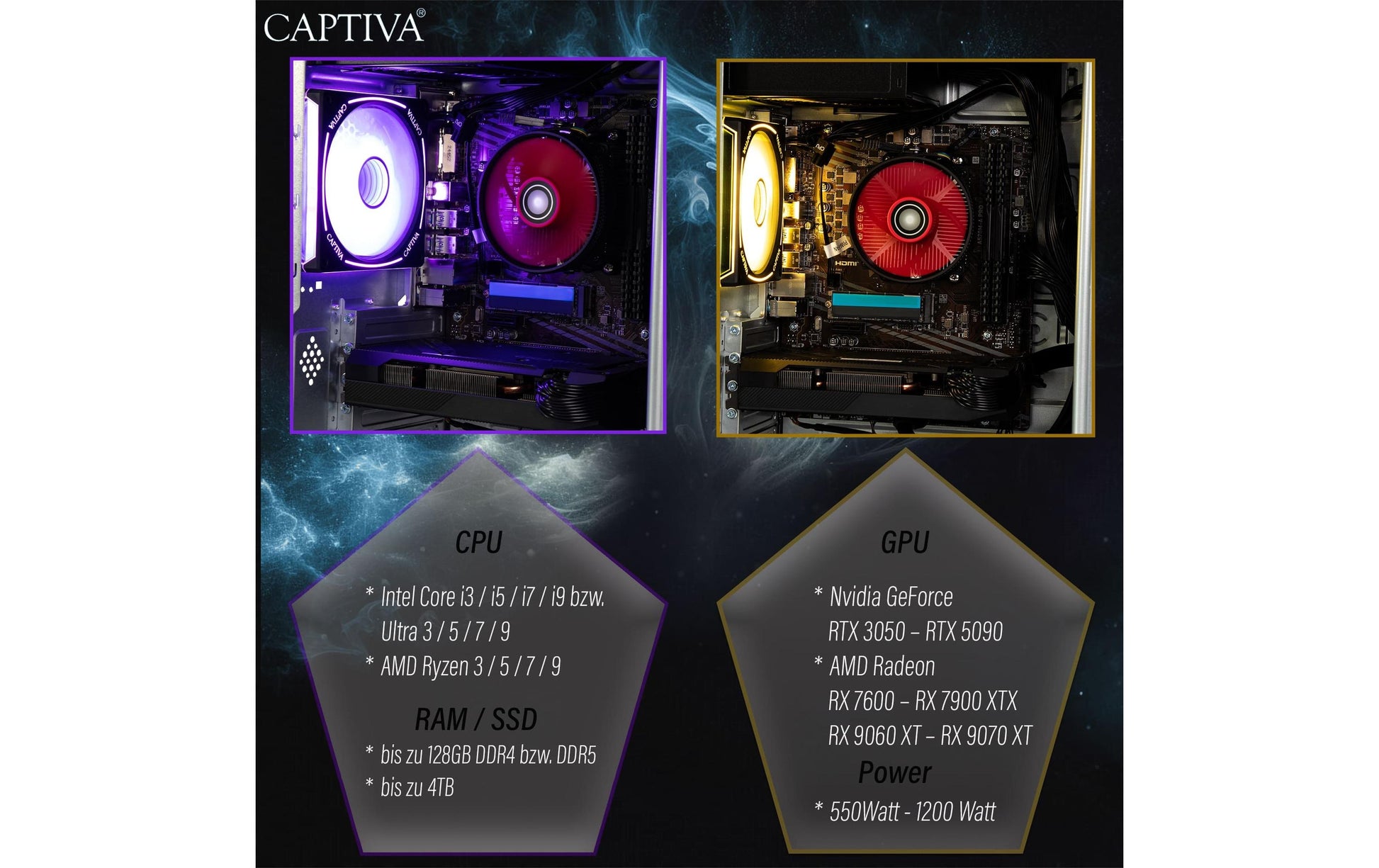 Captiva Entry Gaming Tower – AMD Ryzen 5 5500, 32 GB RAM, 1 TB SSD, Windows 11 Home