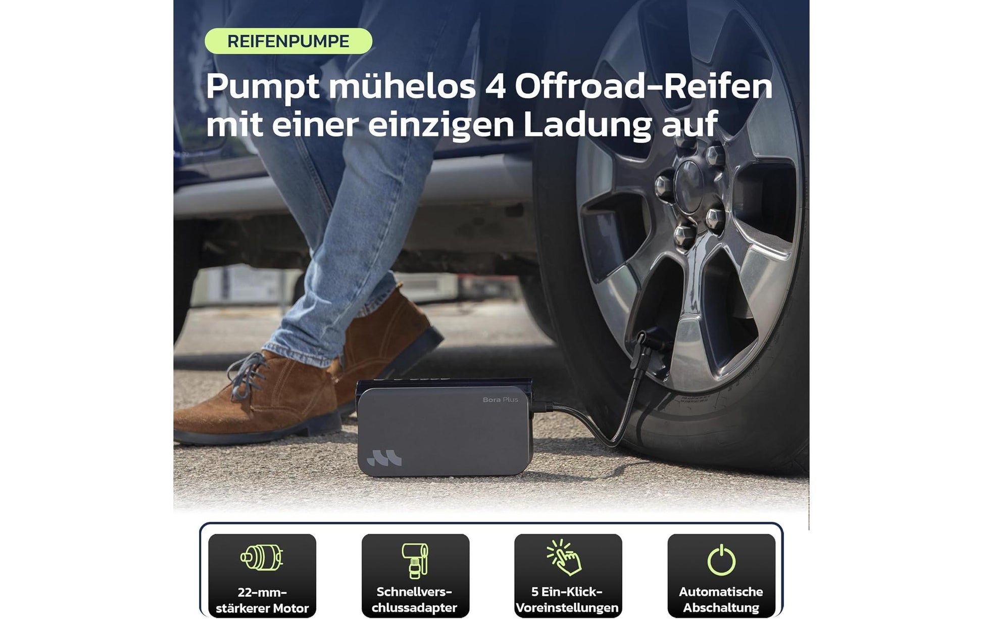 Woowind Bora Plus 3-in-1 Luftpumpe – 65 W – max. 10,34 bar