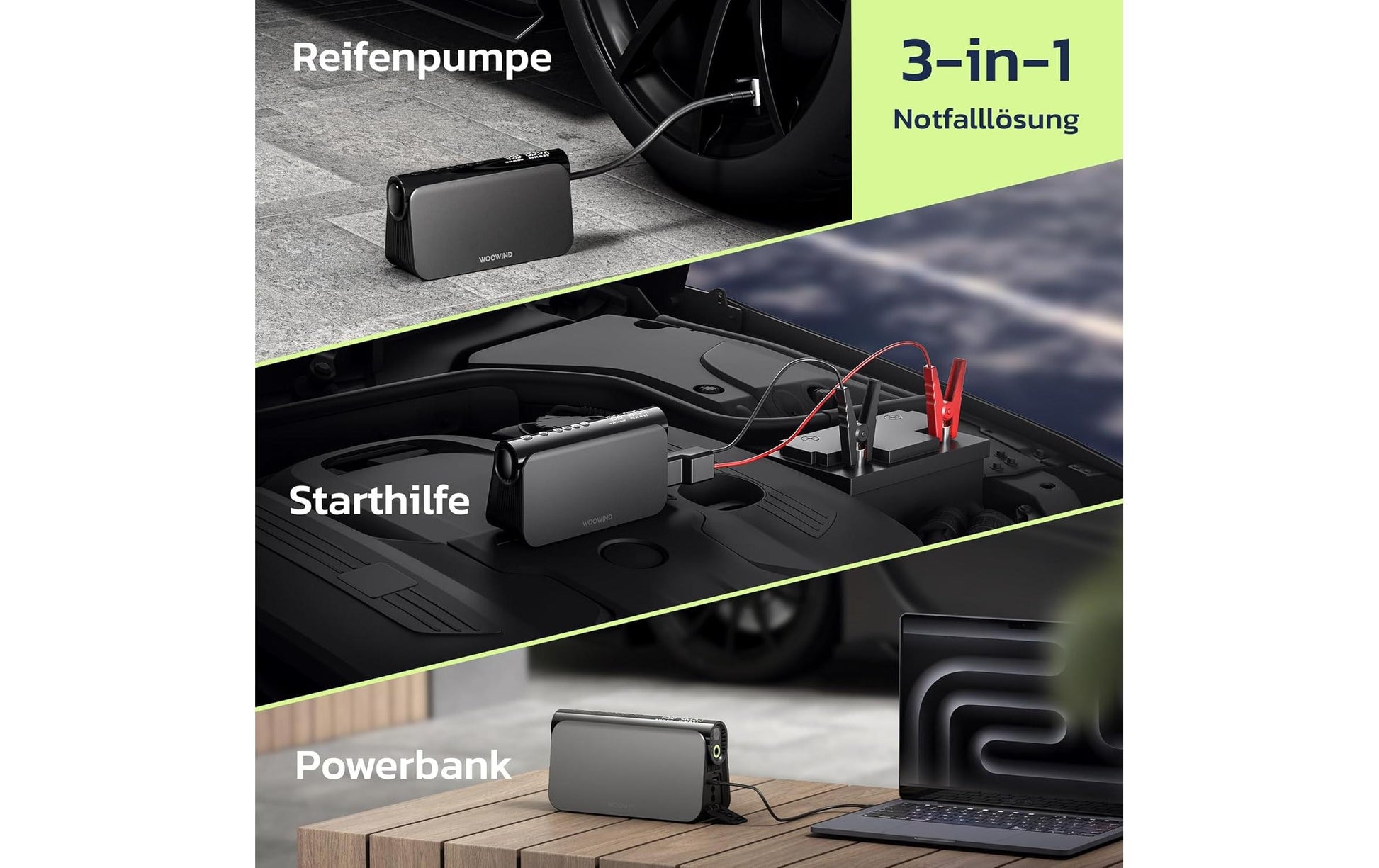 Woowind Bora Plus 3-in-1 Luftpumpe – 65 W – max. 10,34 bar