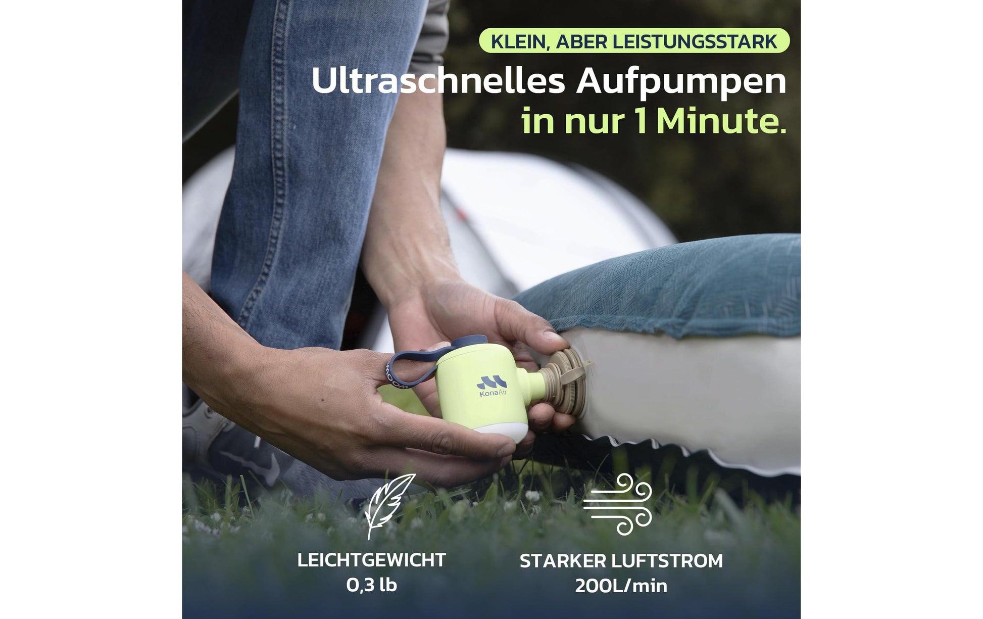 Woowind Kona Air Mini-Luftpumpe – 0,04 bar – 2000 mAh – Grün