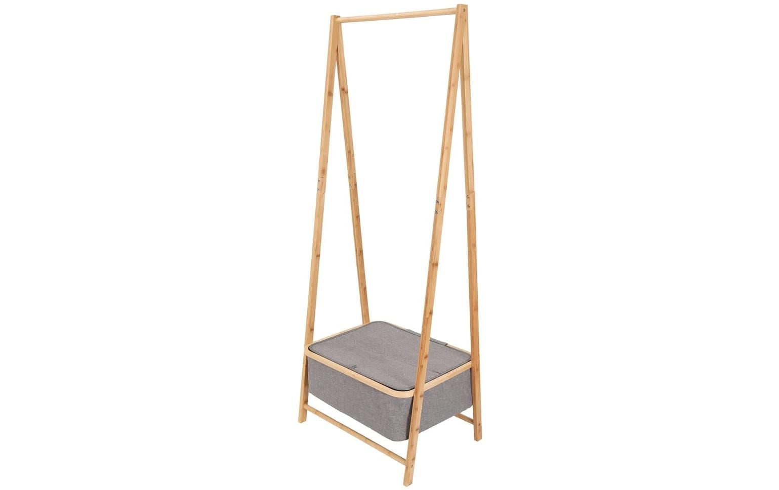 Lumaland Garderobenständer – Bambus, Grau, 60 × 45 × 159 cm