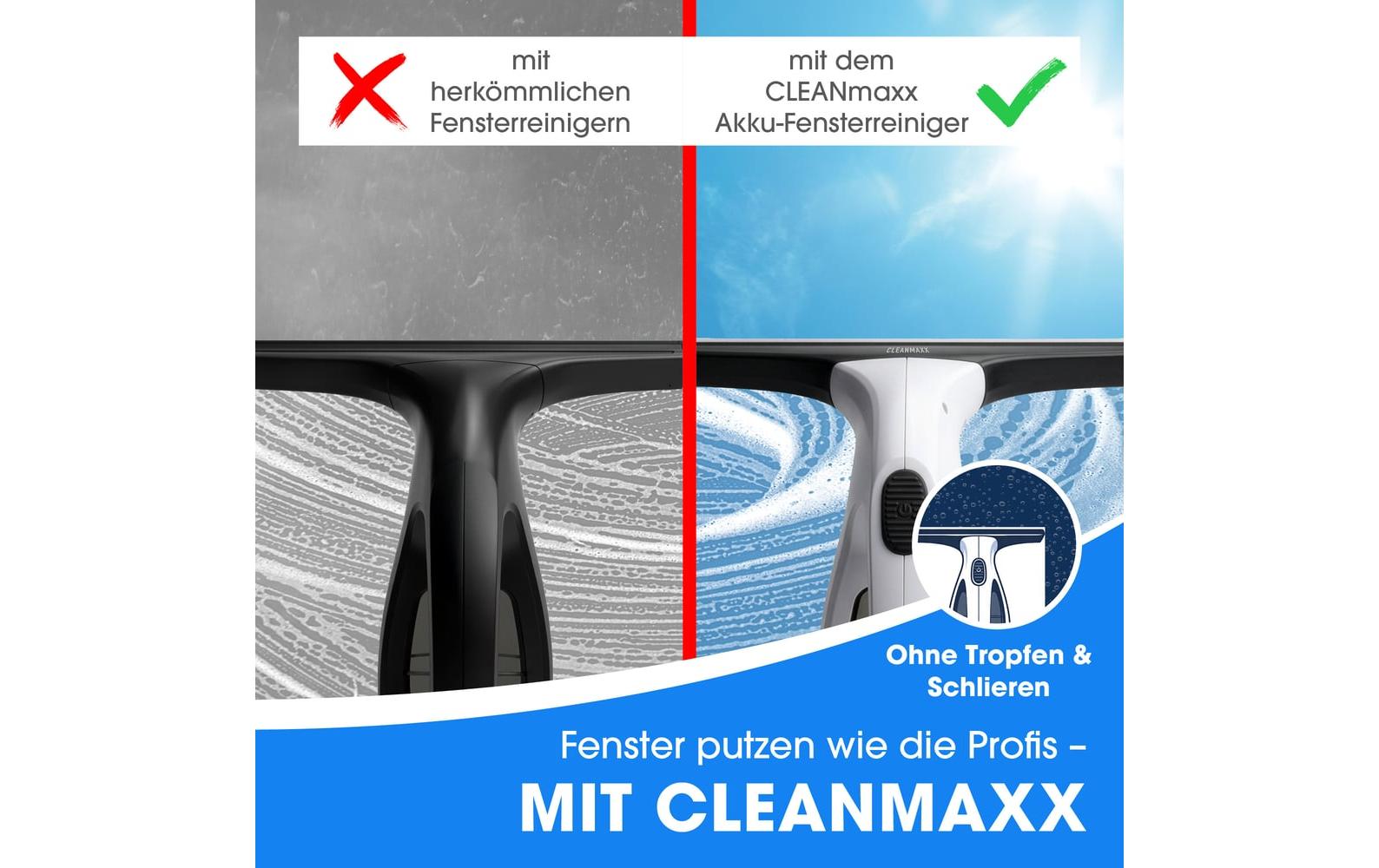 Lumaland CLEANmaxx Fenstersauger – Akku, 30 min, 0,30/0,15 l