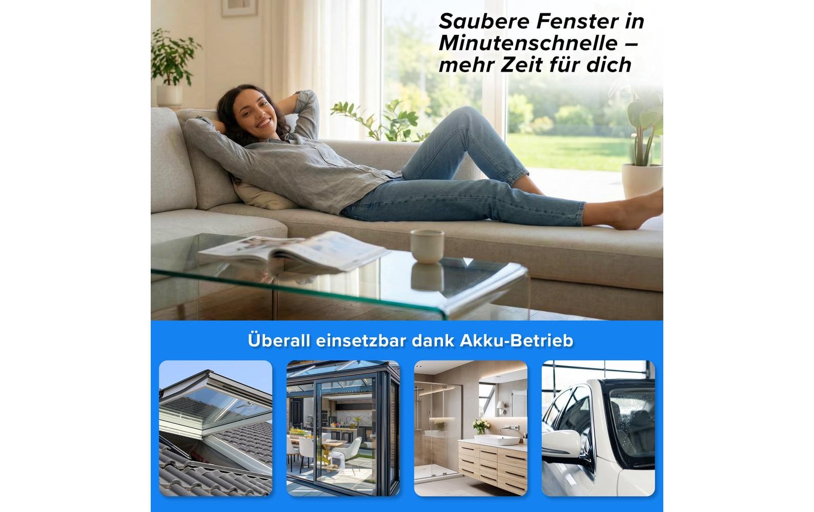 Lumaland CLEANmaxx Fenstersauger – Akku, 30 min, 0,30/0,15 l