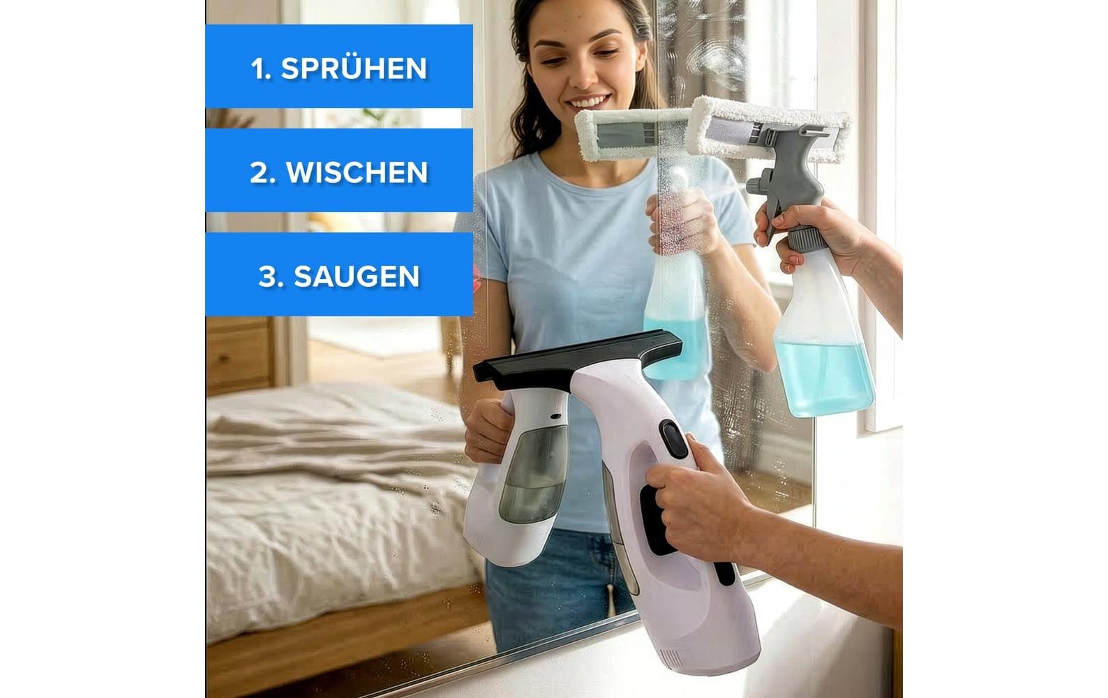 Lumaland CLEANmaxx Fenstersauger – Akku, 30 min, 0,30/0,15 l