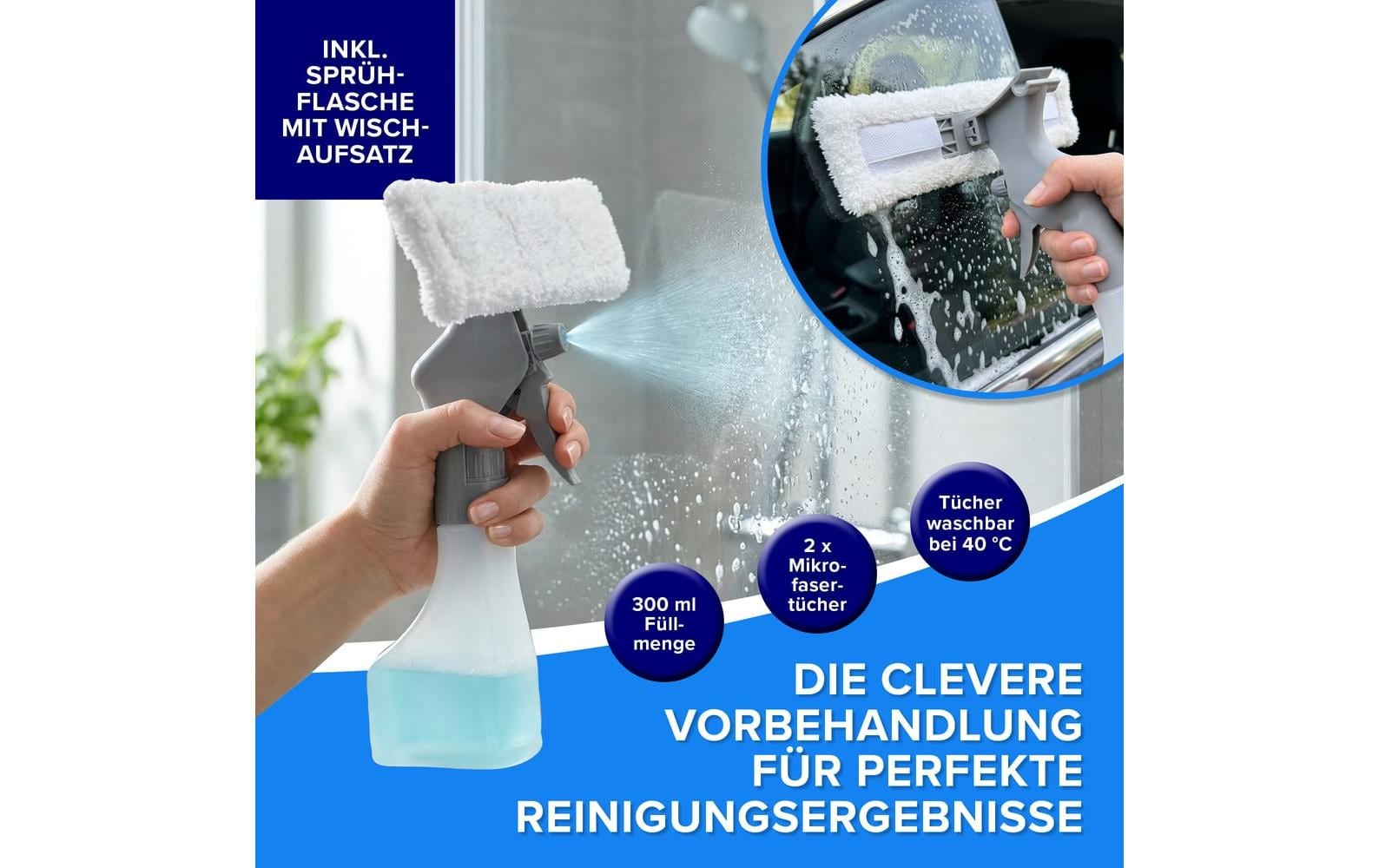 Lumaland CLEANmaxx Fenstersauger – Akku, 30 min, 0,30/0,15 l