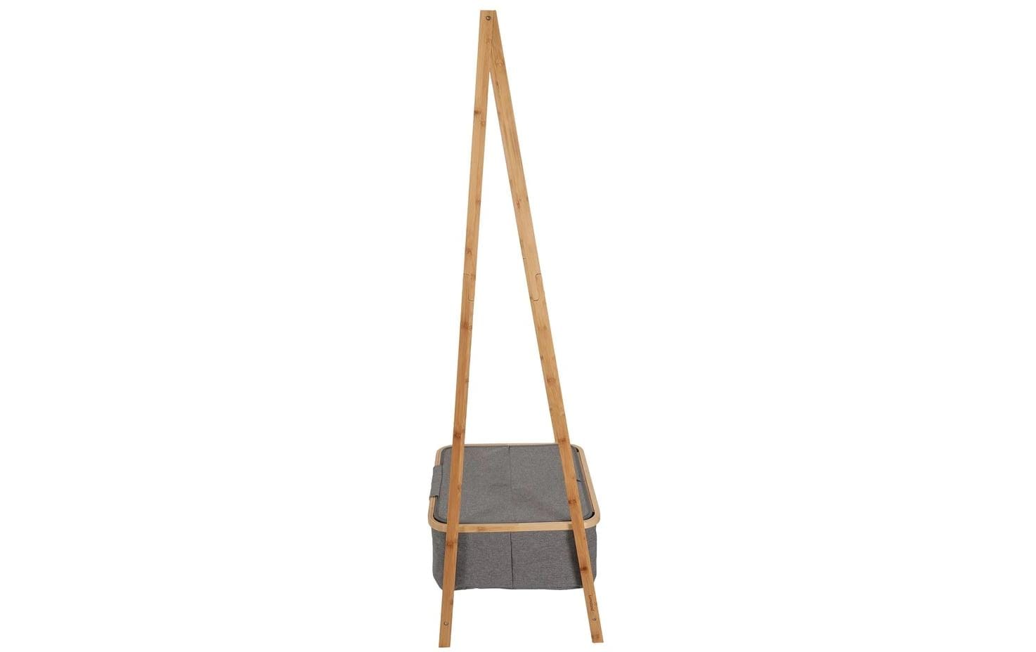 Lumaland Garderobenständer – Bambus, Grau, 60 × 45 × 159 cm
