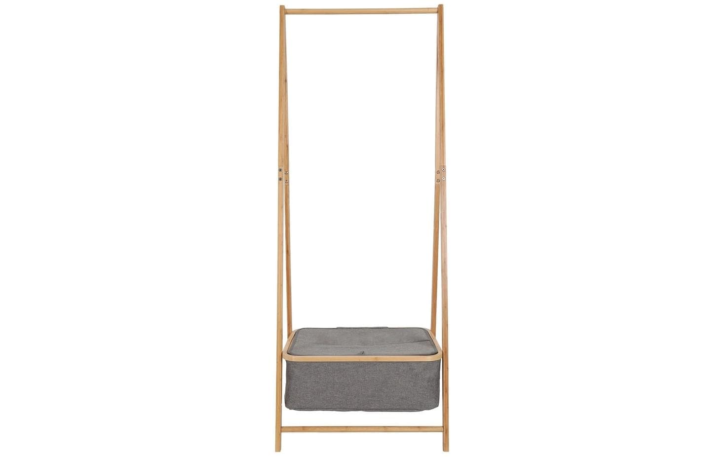 Lumaland Garderobenständer – Bambus, Grau, 60 × 45 × 159 cm