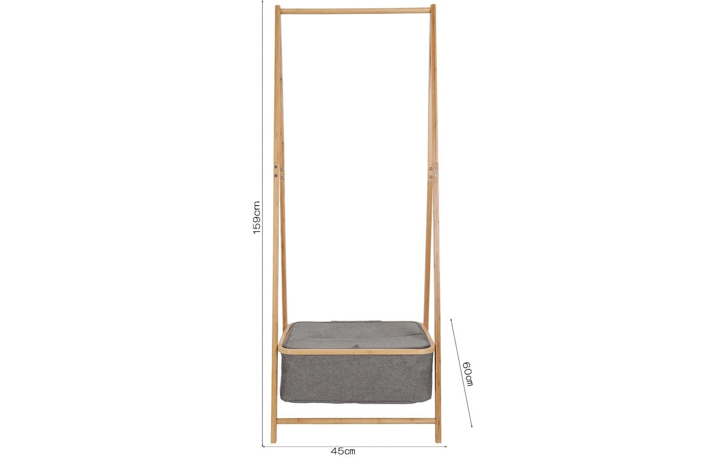 Lumaland Garderobenständer – Bambus, Grau, 60 × 45 × 159 cm