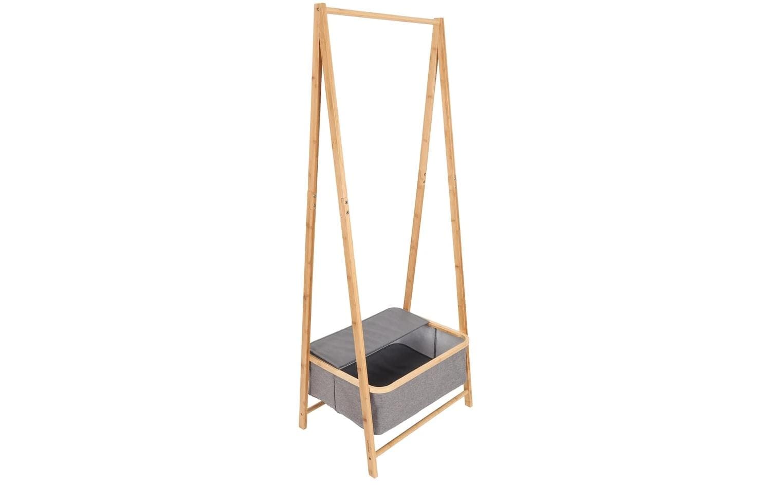 Lumaland Garderobenständer – Bambus, Grau, 60 × 45 × 159 cm