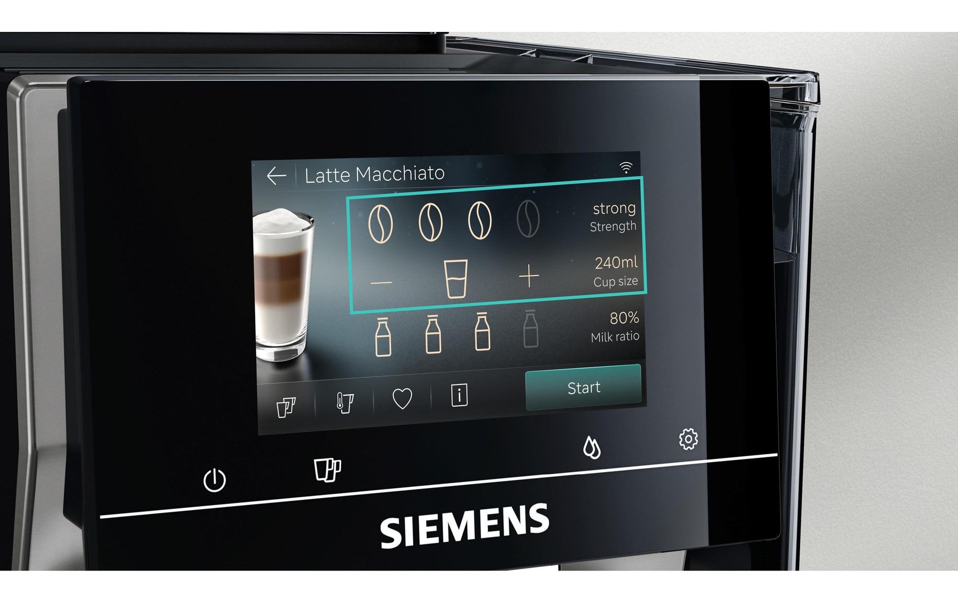 Siemens Kaffeevollautomat – 2,4 l, 320 g Bohnenbehälter, Milchaufschäumer, Schwarz/Silber