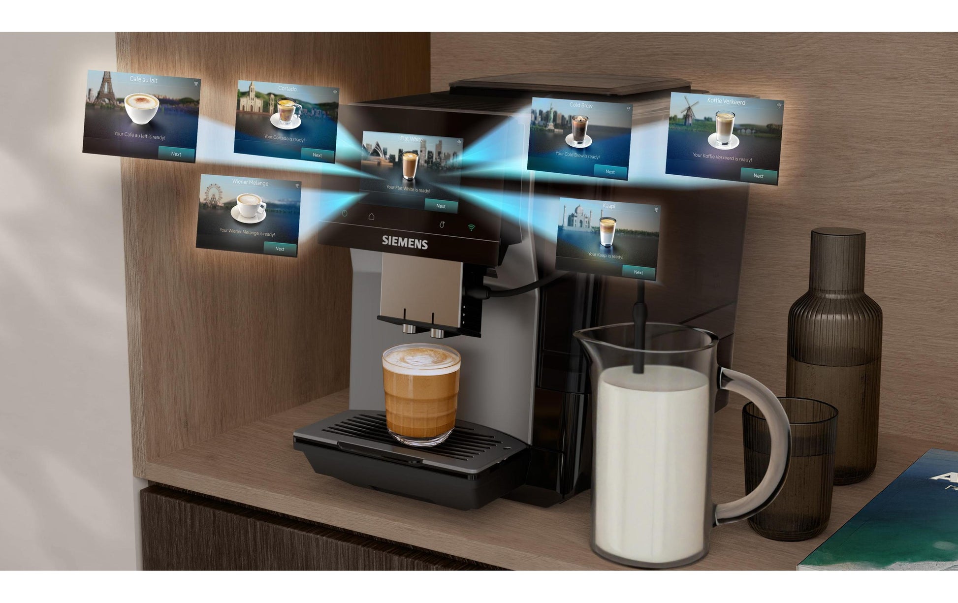 Siemens Kaffeevollautomat – 2,4 l, 320 g Bohnenbehälter, Milchaufschäumer, Schwarz/Silber