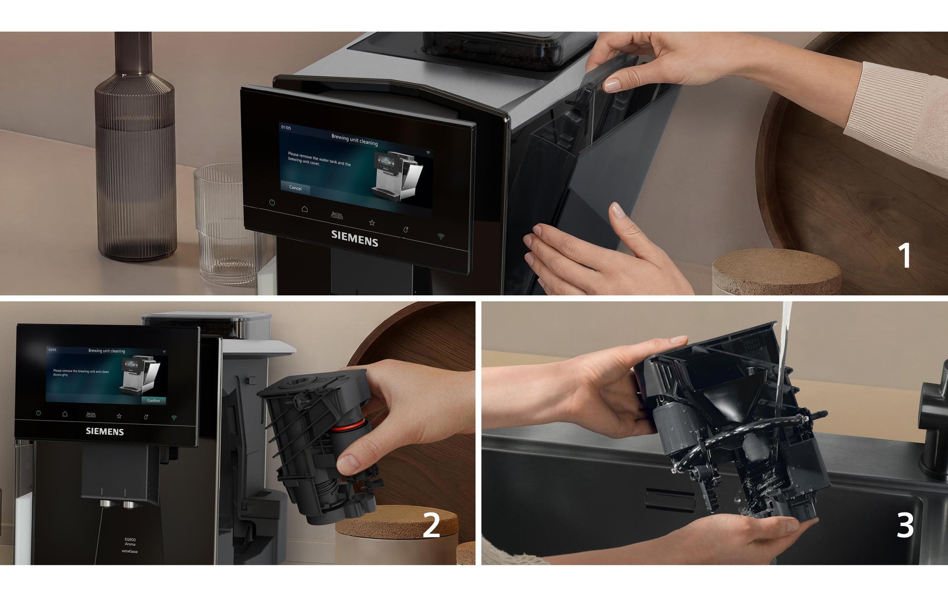 Siemens TQ923E09 Kaffeevollautomat – 2,3 l, 375 g Bohnenbehälter, Schwarz, 31,5 × 39,2 × 47 cm