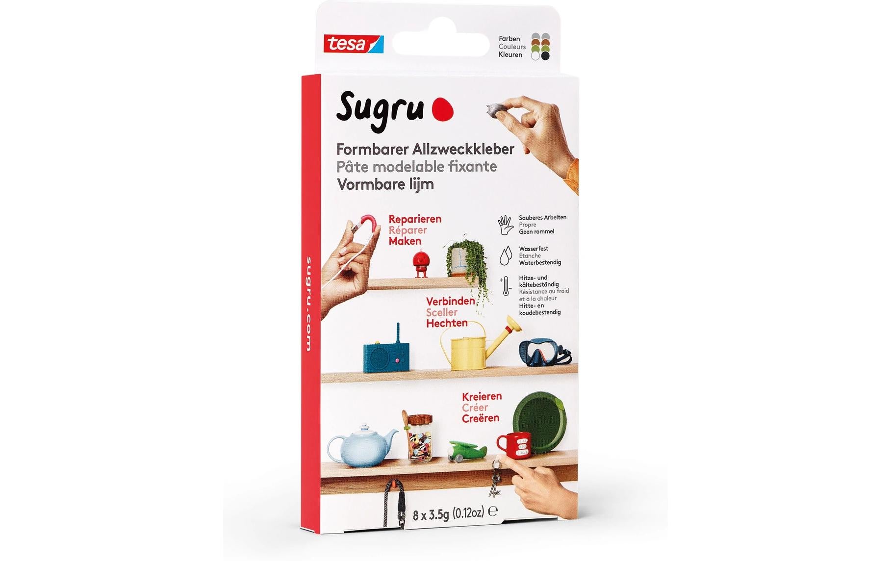 Sugru by tesa Formbarer Silikonkleber – Mehrfarbig – 8 × 3,55 ml