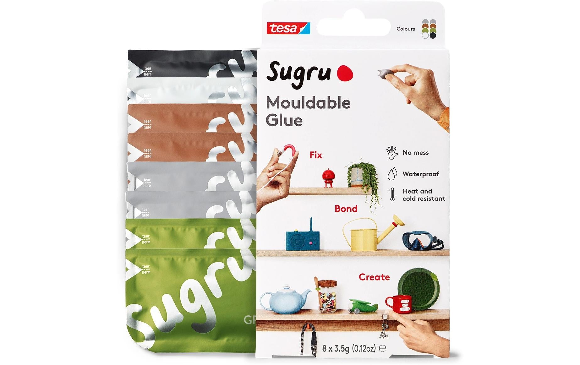 Sugru by tesa Formbarer Silikonkleber – Mehrfarbig – 8 × 3,55 ml