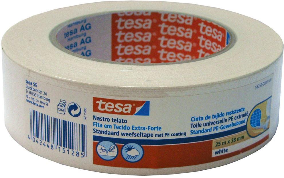 TESA Gewebeband/Gaffa – 38 mm × 25 m, weiss, 1 Stück