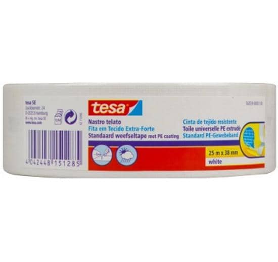 TESA Gewebeband/Gaffa – 38 mm × 25 m, weiss, 1 Stück