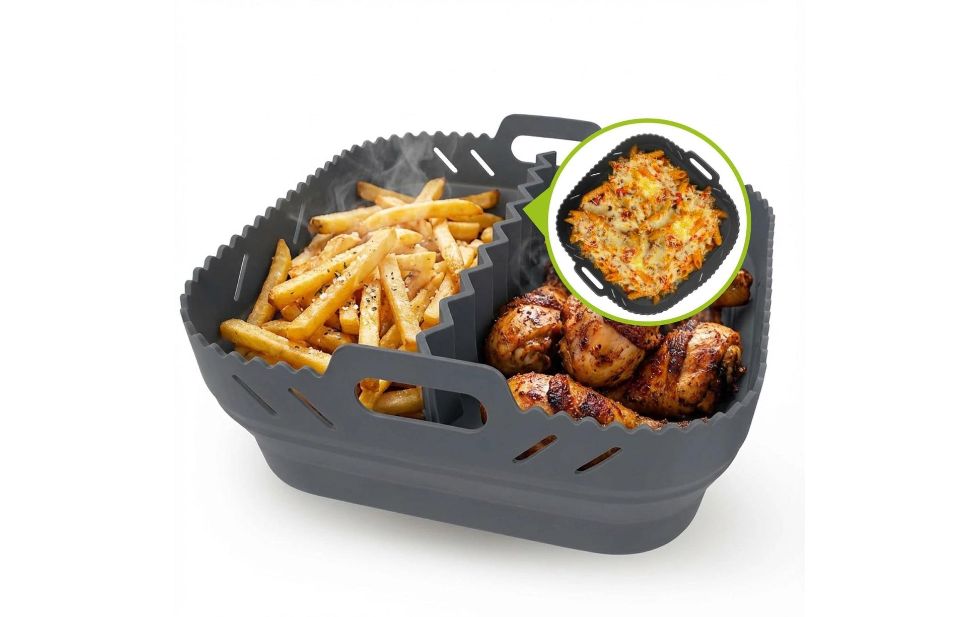 Gourmetmaxx Silikonform für Heissluftfritteusen – 21 × 21 × 8 cm, Silikon, Anthrazit