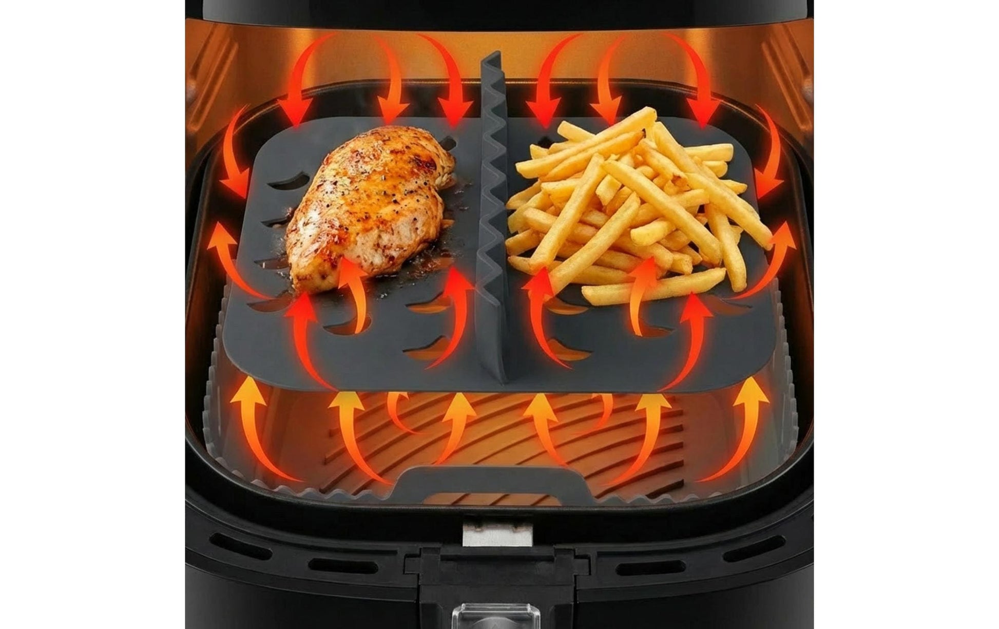 Gourmetmaxx Silikonform für Heissluftfritteusen – 21 × 21 × 8 cm, Silikon, Anthrazit