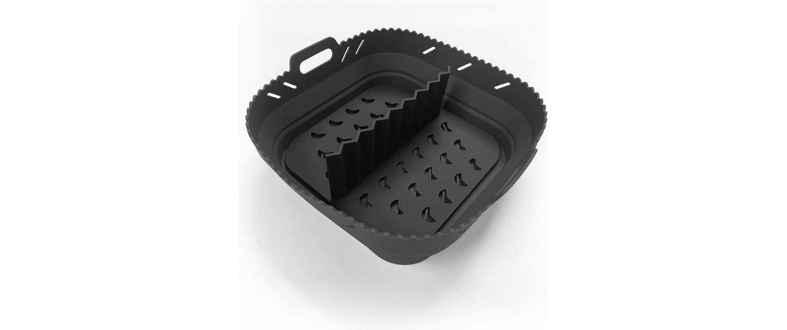 Gourmetmaxx Silikonform für Heissluftfritteusen – 21 × 21 × 8 cm, Silikon, Anthrazit