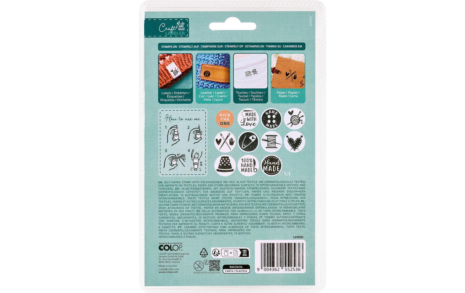 Colop Craft – Motivstempel Textil, verschiedene Motive – schwarz
