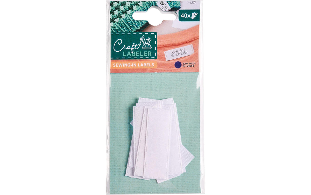 Colop Textil-Etiketten – rechteckig 7 × 15 mm, nicht klebend, weiss, Textil, für Craft Labeler, 40 Stk.