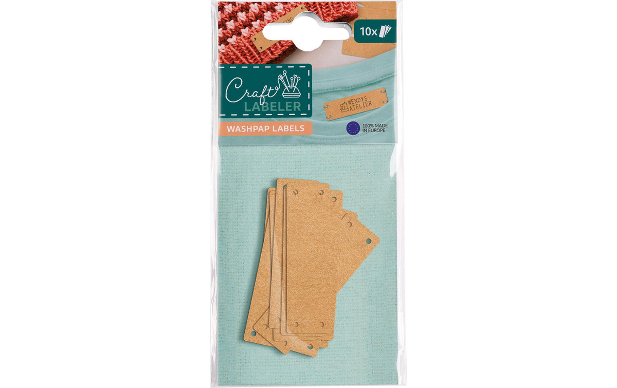 Colop Textil-Etiketten – rechteckig 48,5 × 16,9 mm, nicht klebend, hellbraun, für COLOP Craft Labeler, 10 Stk.