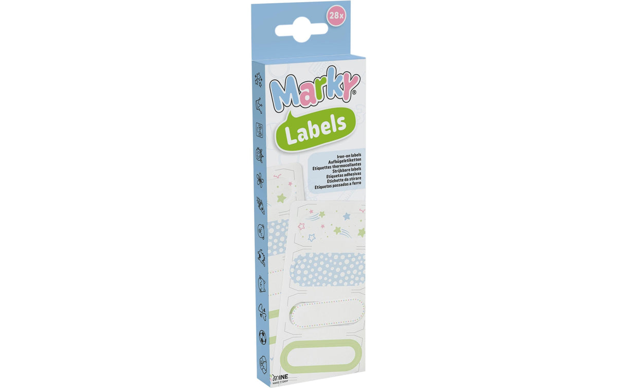 Colop Textil-Etiketten – Aufbügel-Etiketten, mehrfarbig, bis 90 °C waschmaschinenfest, beschriftbar