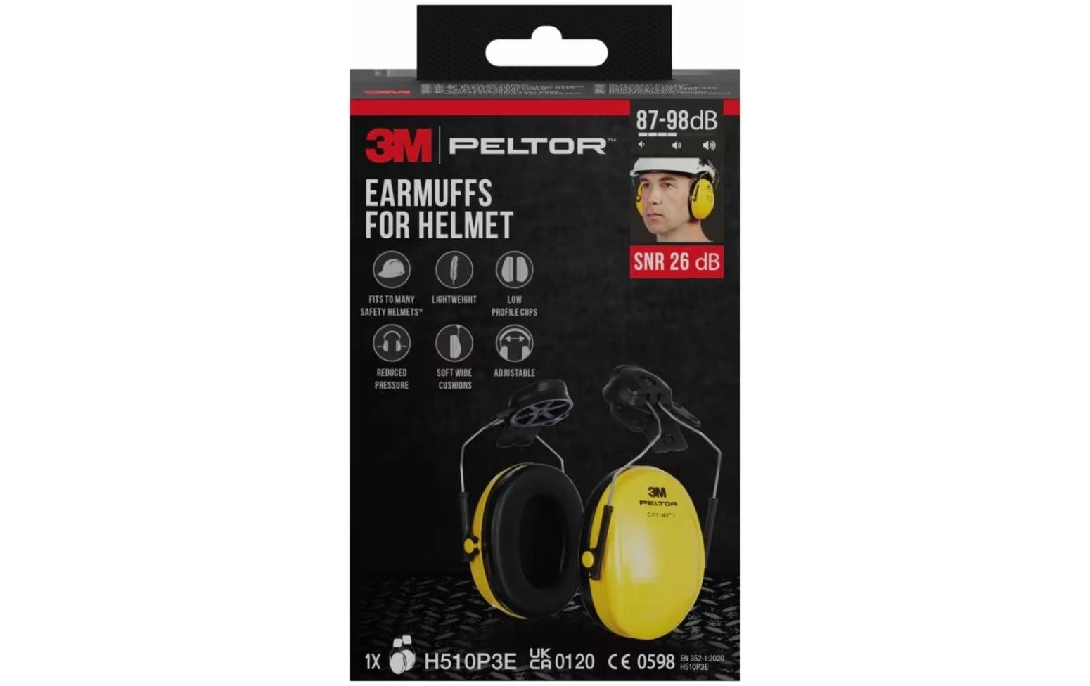 3M Optime I H510P3E Kapselgehörschutz – SNR 26 dB – Gelb/Schwarz