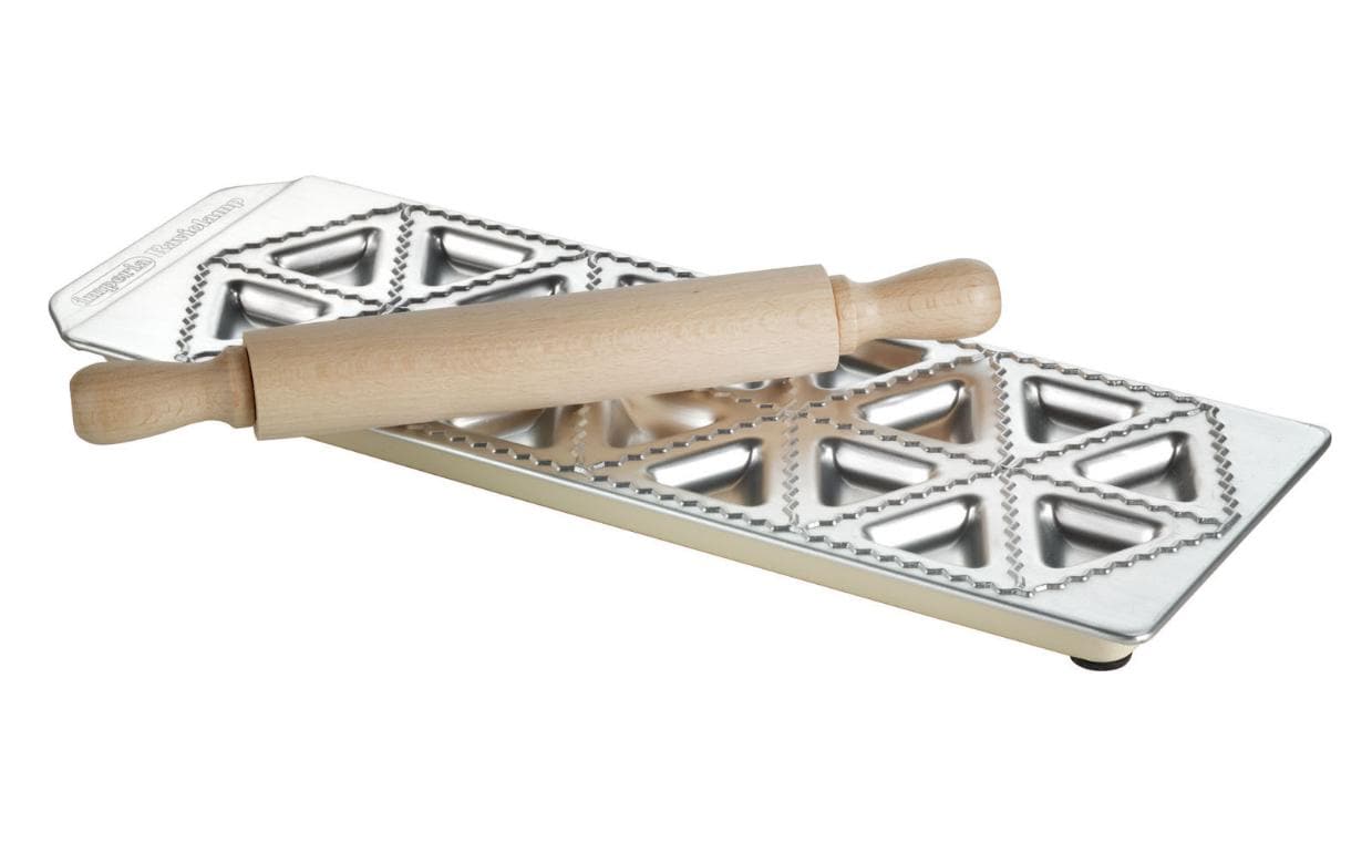 Imperia Raviolamp 18 – Küchenhelfer, gegossenes Aluminium/Holz, Braun/Silber