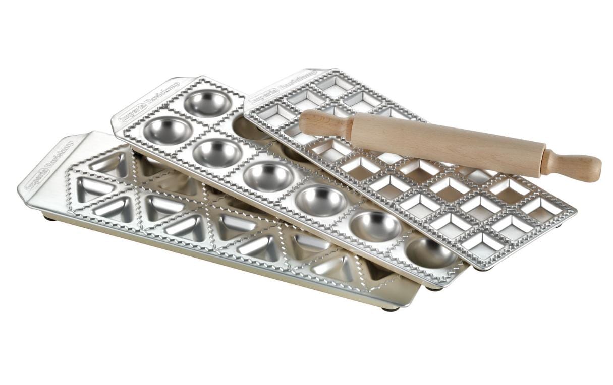 Imperia Ravioli-Ausstecher-Set 3-teilig, Aluminium, Braun/Silber, Eckig/Rund/Sonderform