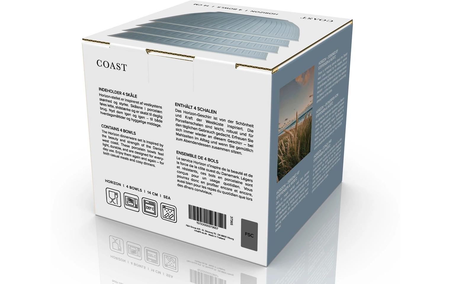 Coast Schüssel Horizon – 4er Set, Ø 14 cm, Porzellan, Hellblau, spülmaschinenfest, mikrowellengeeignet