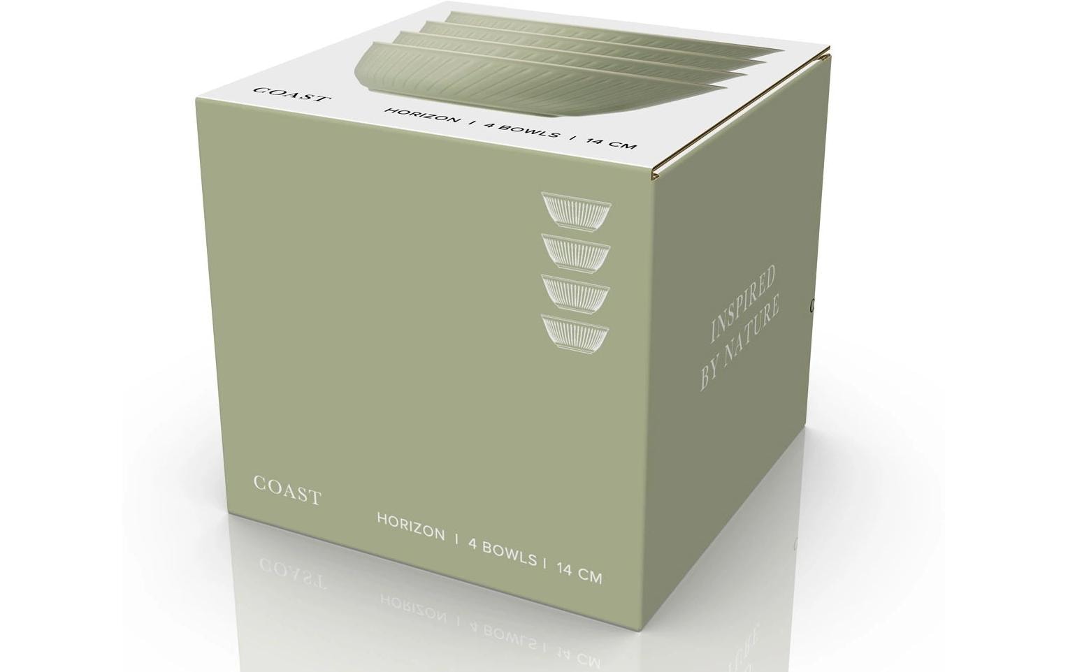 Coast Schale – 4er Set, 400 ml, Ø 14 cm, Porzellan, Grün, spülmaschinenfest, mikrowellengeeignet
