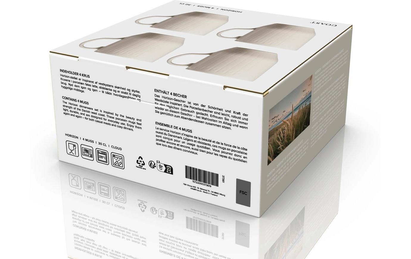 Coast Tasse – 4er Set, 300 ml, 11,3 × 8,0 × 9,5 cm, Porzellan, Weiss, spülmaschinenfest, mikrowellengeeignet