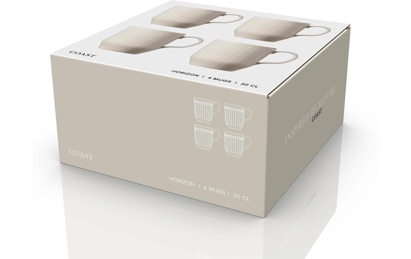Coast Tasse – 4er Set, 300 ml, 11,3 × 8,0 × 9,5 cm, Porzellan, Weiss, spülmaschinenfest, mikrowellengeeignet