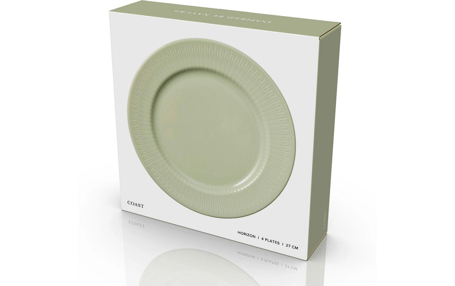 Coast Speiseteller Horizon – 4er Set, Ø 27 cm, Porzellan, Hellgrün, spülmaschinenfest, mikrowellengeeignet