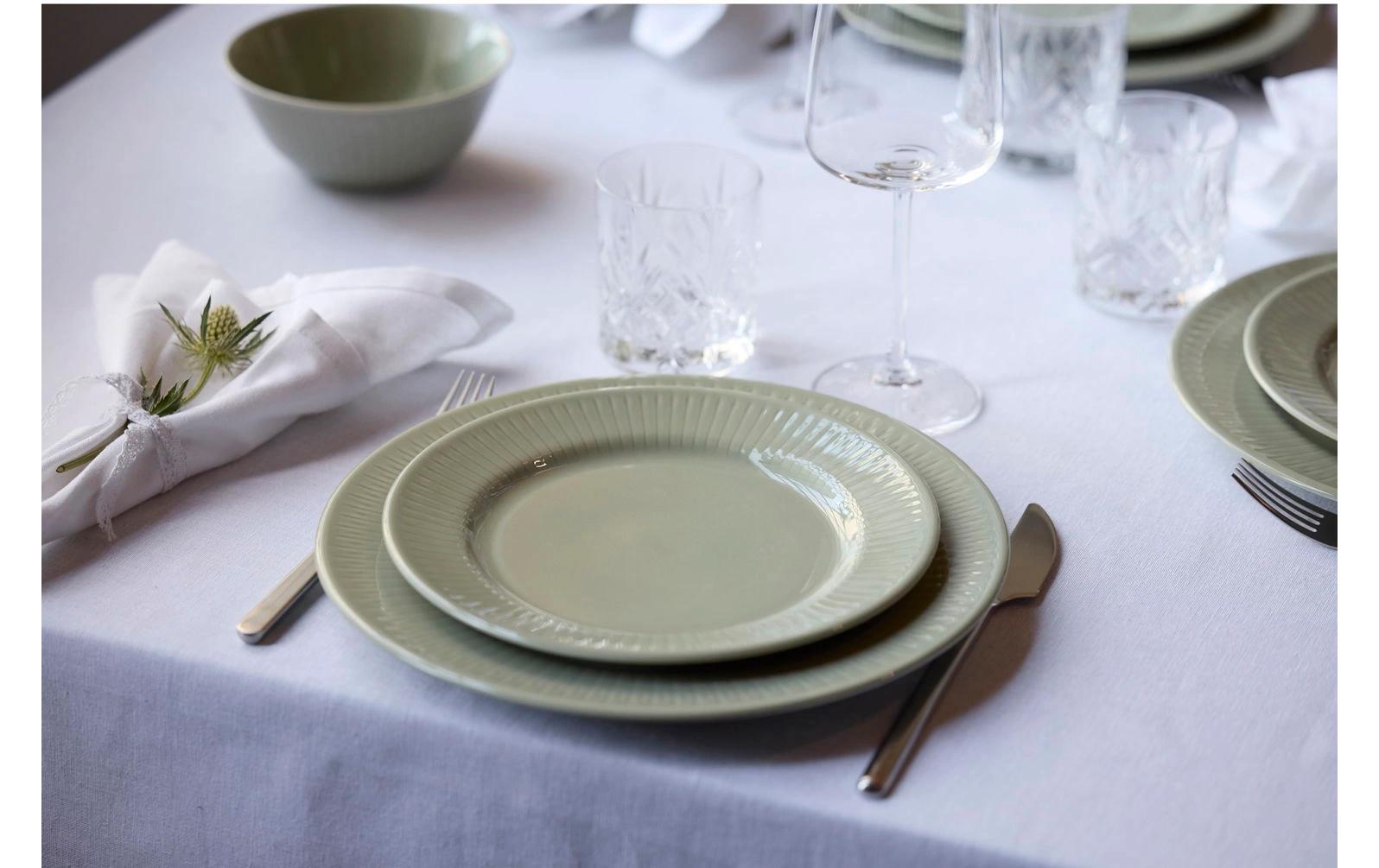 Coast Speiseteller Horizon – 4er Set, Ø 27 cm, Porzellan, Hellgrün, spülmaschinenfest, mikrowellengeeignet