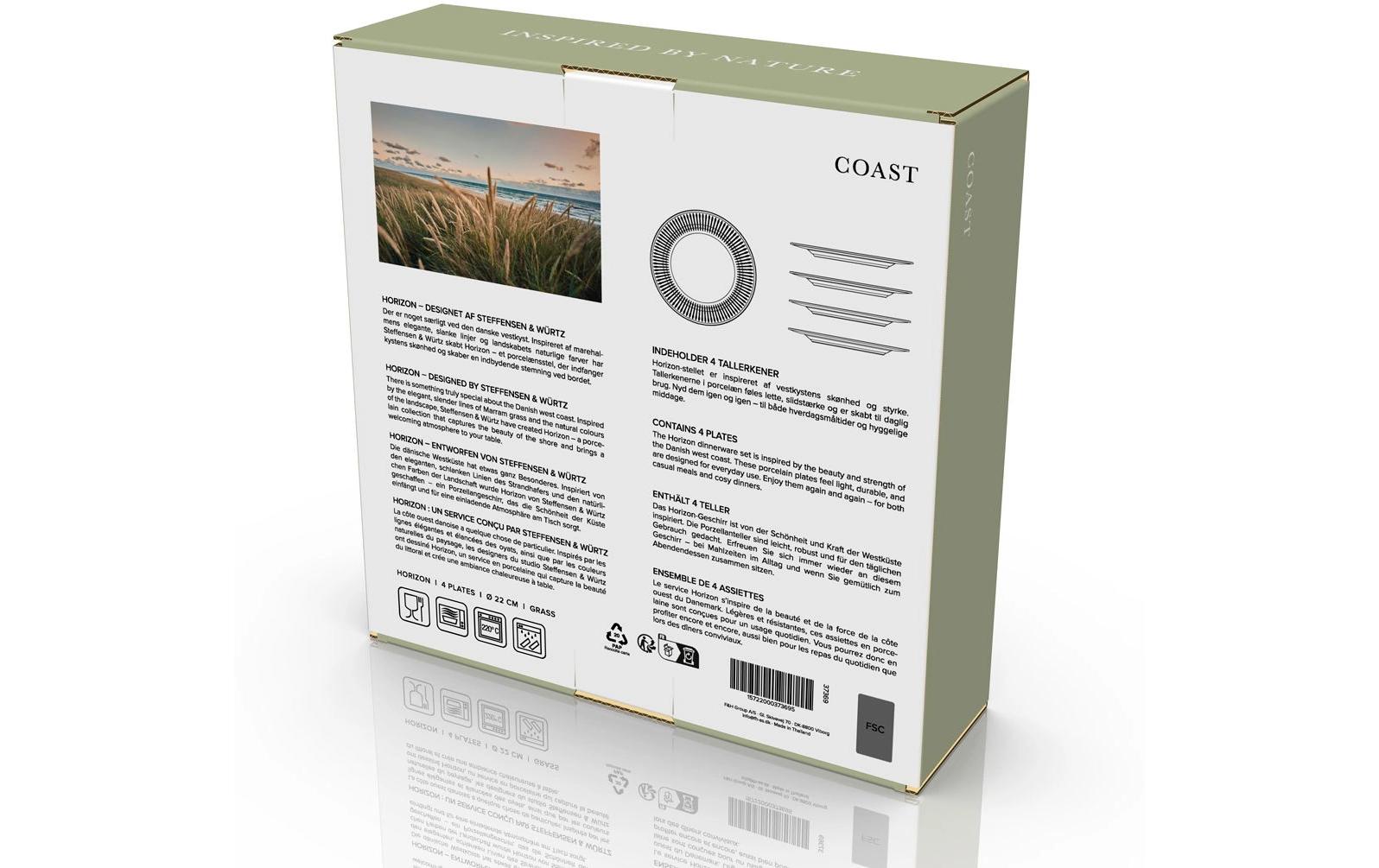 Coast Frühstücks- & Dessertteller Horizon – 4er Set, Ø 22 cm, Porzellan, spülmaschinenfest