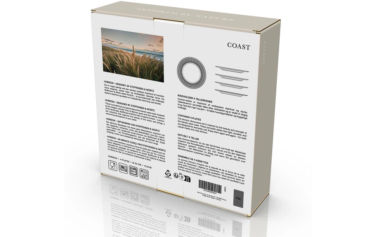Coast Frühstücks- & Dessertteller Horizon – 4er Set, Ø 22 cm, Porzellan, spülmaschinenfest